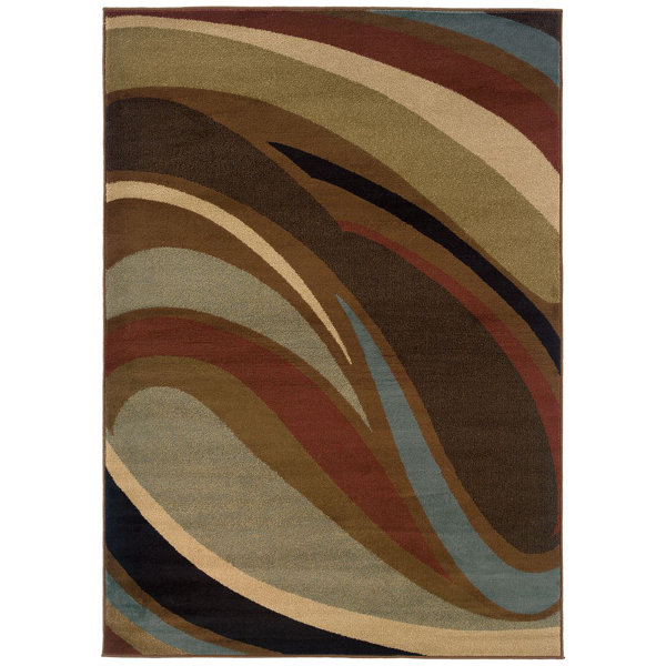 ABMC Fresno Performance Brown/Ivory/Blue Rug Wayfair